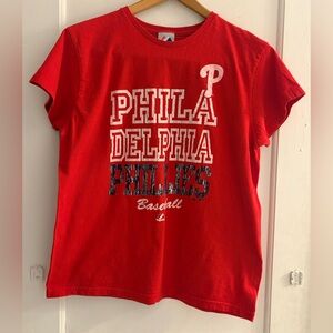 PHILADELPHIA PHILLIES WOMEN'S MAJESTIC RED MLB SHIRT